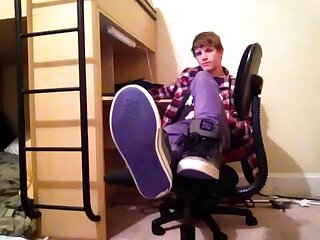 Twink porn taking of sneakers in chair cute