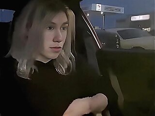 GBT Blond Emo Twink Cums in the Car - AI Enhanced