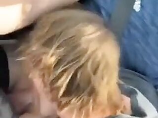 Blonde boy suck his friend cock in the car