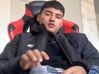 Latino boy wanks and eats cum porn