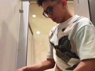 Rubax Video - Skinny Asian boy wanks and is serviced in public toilet