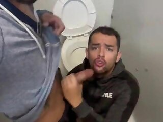 Latinos blow each other in bathroom boys porn