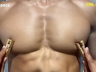 Ripped Fitness trainer gets awesome pec adoration and nipple play!