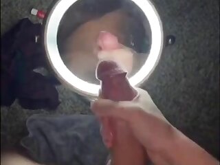Huge dick busts on mirror
