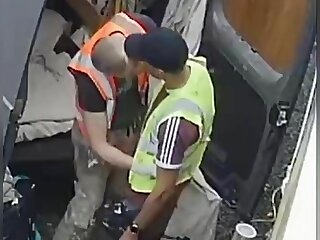 Two tradies CAUGHT ON CCTV while having fun