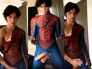 spider-man from tiktok shoots his special web with your big cock