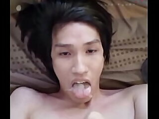 FagTeetajet Thai Gay Drinking my own cum, cumming in my face
