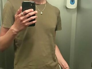 Twink masturbates in train toilet