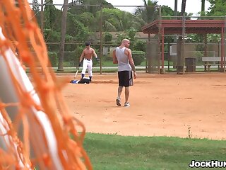 Naked baseball player loves wood