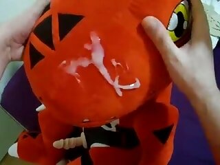 Guy having an intense solo session breeding an Agumon plushie. Detailed toy play and humping leading to a messy ejaculation.