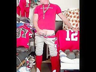 Alpha Fun in Red Baseball Gear and Cumshot from JockDad87