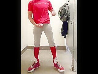Alpha Baseball Jock Fun with JockDad87 in the Public Bathroom