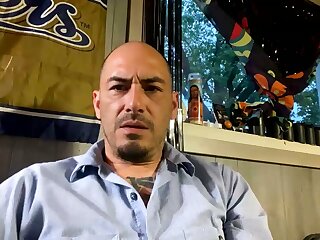 He jerks off his cock and precums and eats his precum