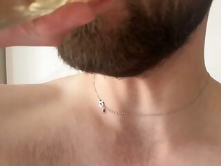 Stupid faggot made to drink his own piss