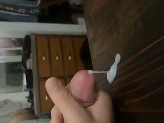 Big dick cumming in his nightstand