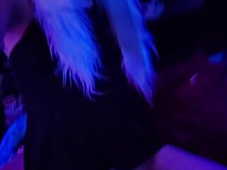Bouncing on a big dick sex doll while caged