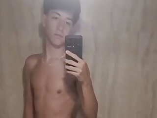 Teen jerking off his small penis