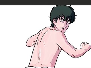 Adult Nakamura naked in a sensual pose showing his butt to Hirose &lpar;Inspired by Go For It&comma; Nakamura-kun&excl;&excl;&rpar; Yaoi drawing process