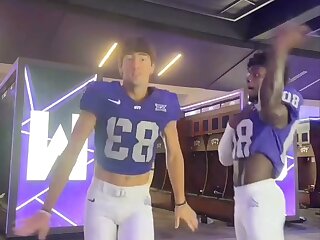 Watch these football teammates have fun with each other.