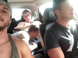 Sucking in the backseat porn boys road trip